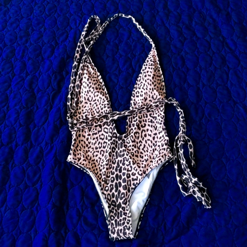 Shein wrap leopard bathing suits